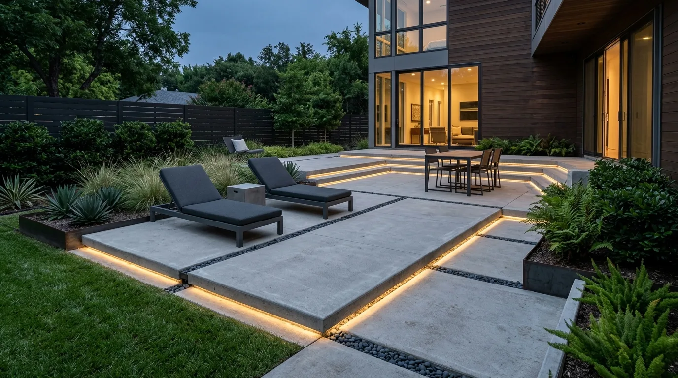 Concrete Patio with Linear Design Layout